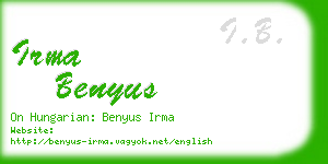 irma benyus business card